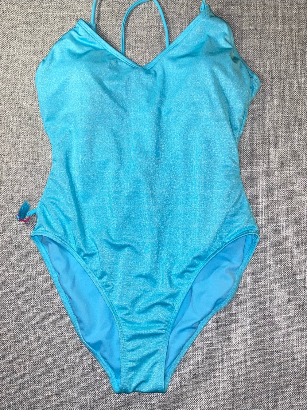 JR's No Boundaries Turquoise Crisscross Back 1-Piece Swimsuit Swim Pool Size L